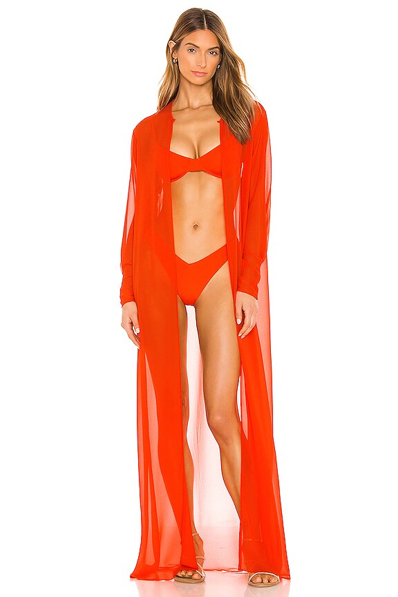 view 2 of 4 MANTEAU LARGE VALENCIA in Red Orange