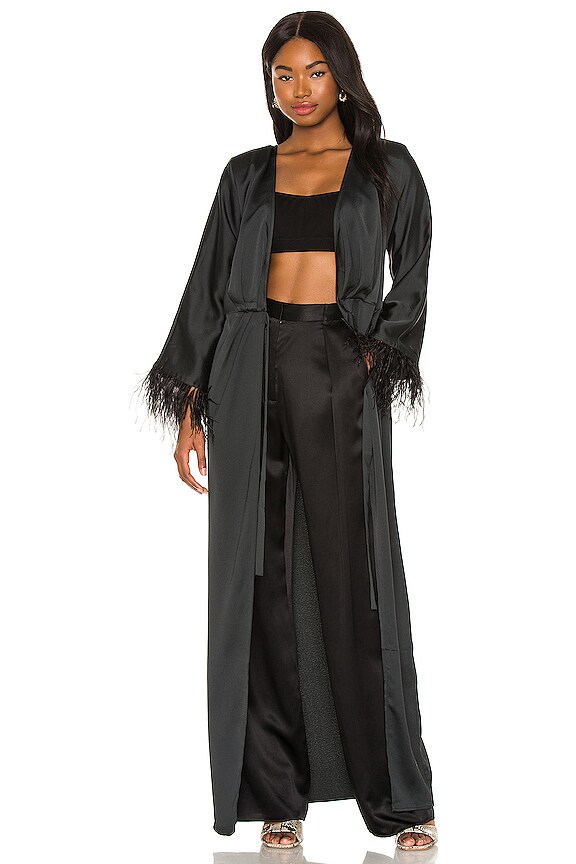 view 2 of 4 x REVOLVE Feather Trim Robe in Black