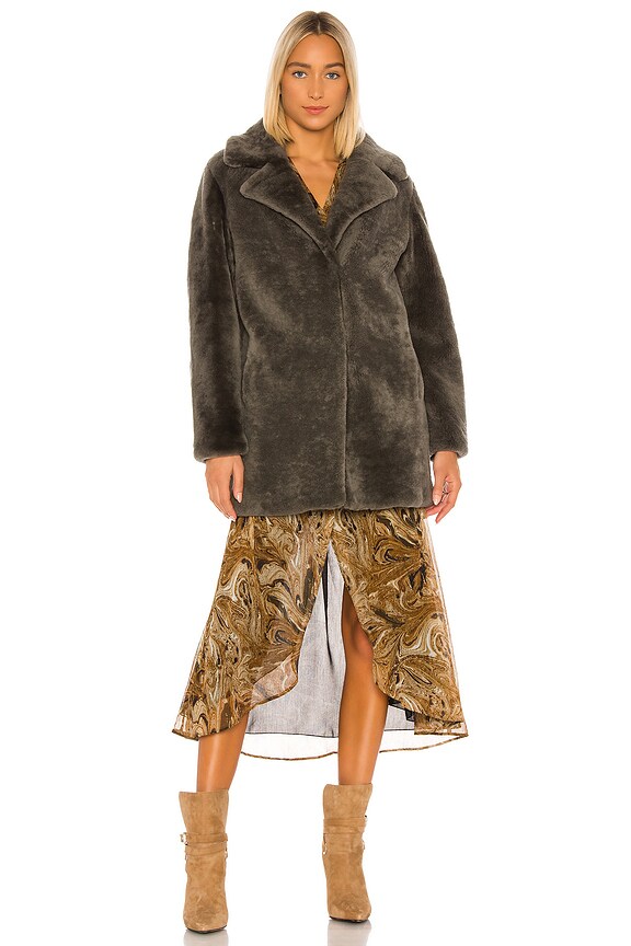 view 2 of 4 MANTEAU IMITATION FOURRURE in Vert De Gris