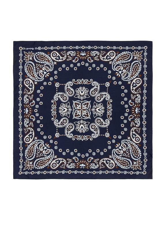 view 2 of 2 Medium Silk Bandana in Petit Flower Deep Indigo in Navy