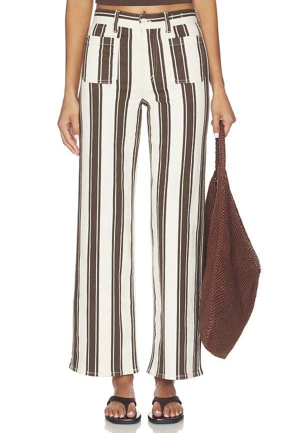 view 1 of 6 The Emmy Wide Leg Striped in Dark Brown Stripe