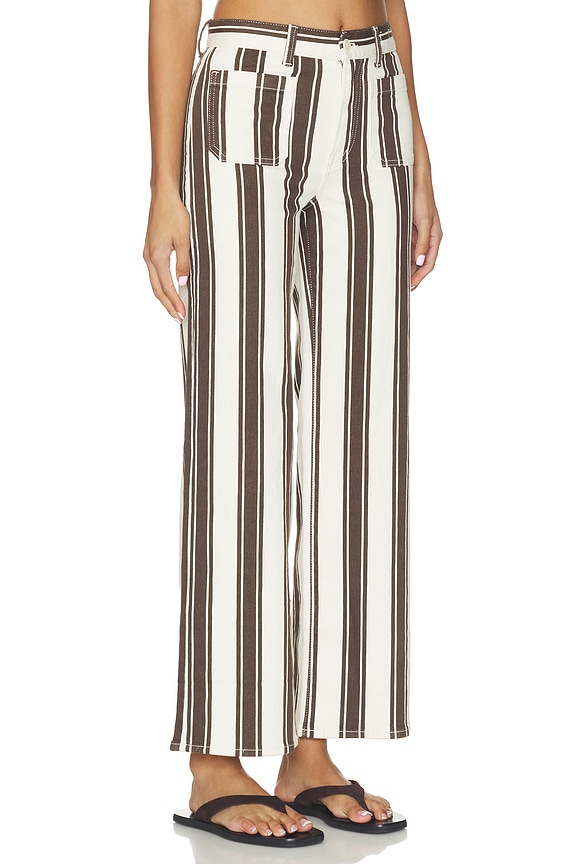 view 2 of 6 The Emmy Wide Leg Striped in Dark Brown Stripe