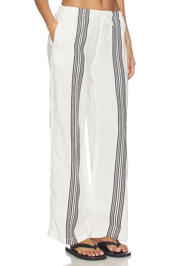 view 2 of 6 Linen Pull On Pants in Bold Placement Stripe & Jet Black