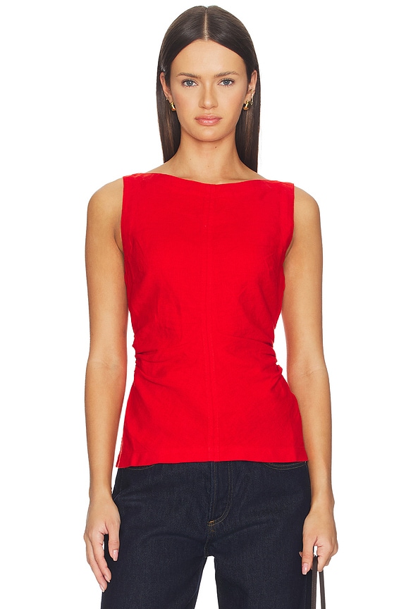 view 1 of 4 Addison Linen Top in Wild Poppy