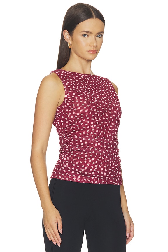 view 2 of 5 Esme Mesh Tank Top in Red Polka Dot