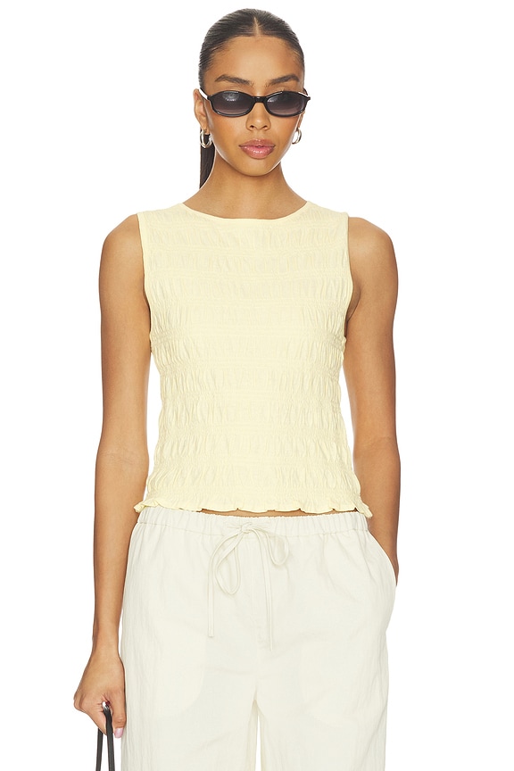 view 1 of 4 Sachi Smocked Tank Top in Sheer Pineapple