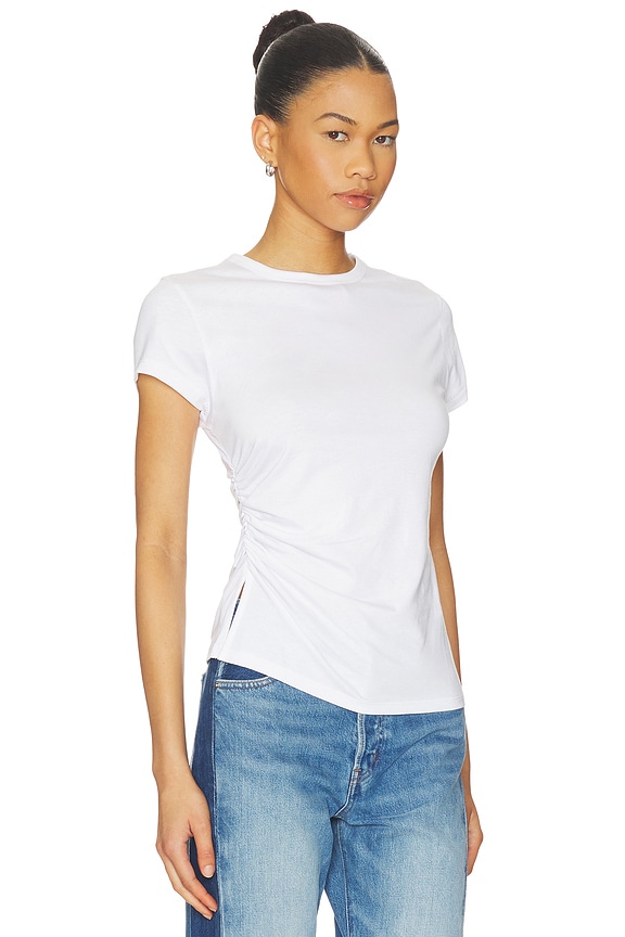 view 2 of 5 Asymmetrical Snitched Tee Shirt in White