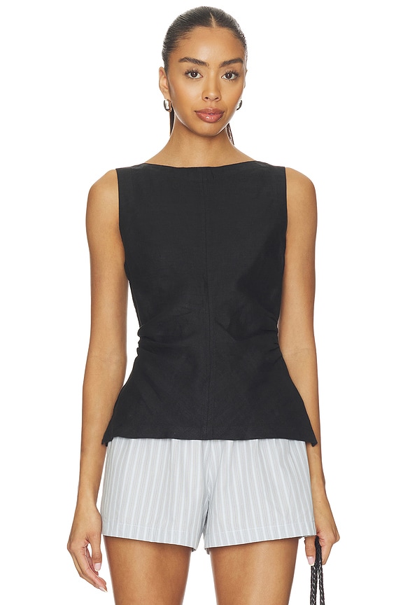 view 1 of 4 Linen Addison Top in Jet Black