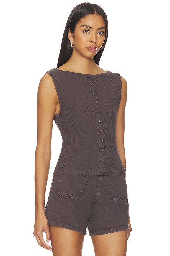 view 2 of 5 Textured Vest Top in Chocolate Plum