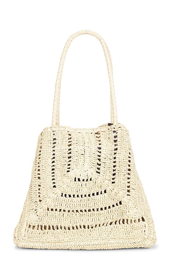 view 2 of 4 Large Eyelet Raffia Tote in Natural