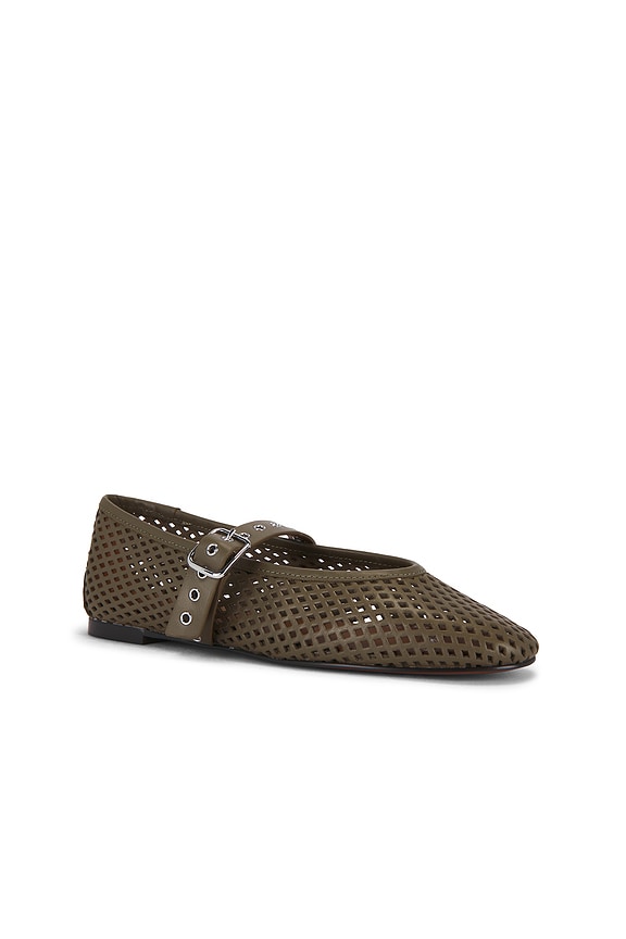 view 2 of 5 Perforated Remy Mary Jane Flat in Worn Olive