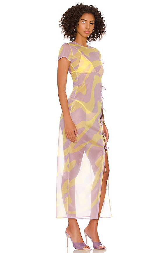 view 2 of 3 VESTIDO VIVIAN in Zebra Yellow & Purple Print