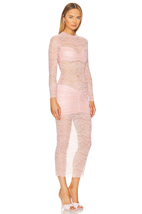 view 2 of 3 ROBE MIDI EN DENTELLE ELLIE in Baby Pink