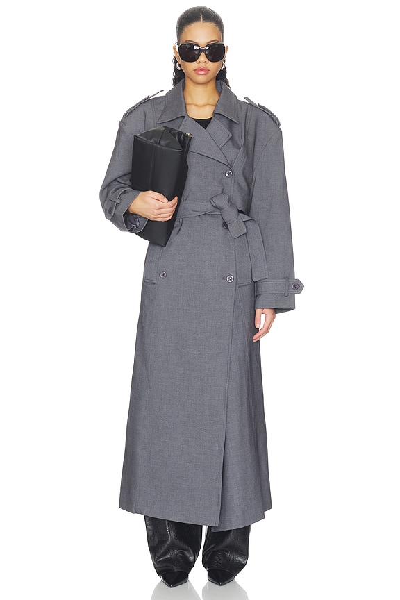 view 2 of 4 Brooklyn Long Trench Coat in Dark Grey