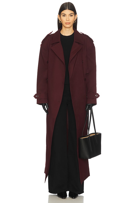 view 2 of 4 Brooklyn Long Trench Coat in Burgundy