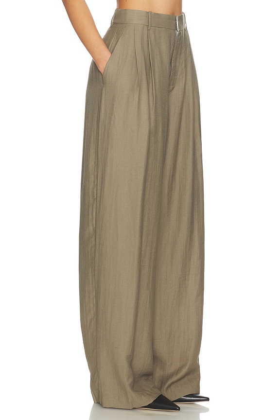 view 2 of 6 PANTALON HEDI MID WAIST TAILORED LINEN in Olive