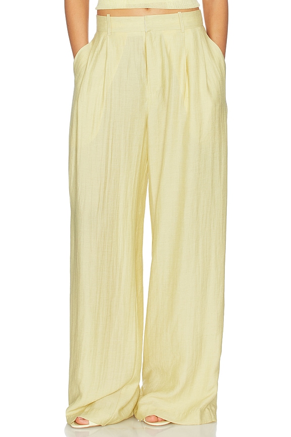 view 1 of 6 Hedi Mid Waist Tailored Linen Pant in Yellow