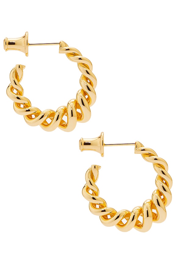 view 2 of 2 Twister Hoop Earrings in 14k Yellow Gold Plated