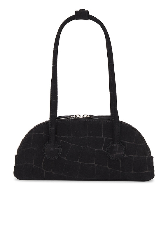 view 1 of 4 Bessette Shoulder Bag in Black Croc Effect Suede