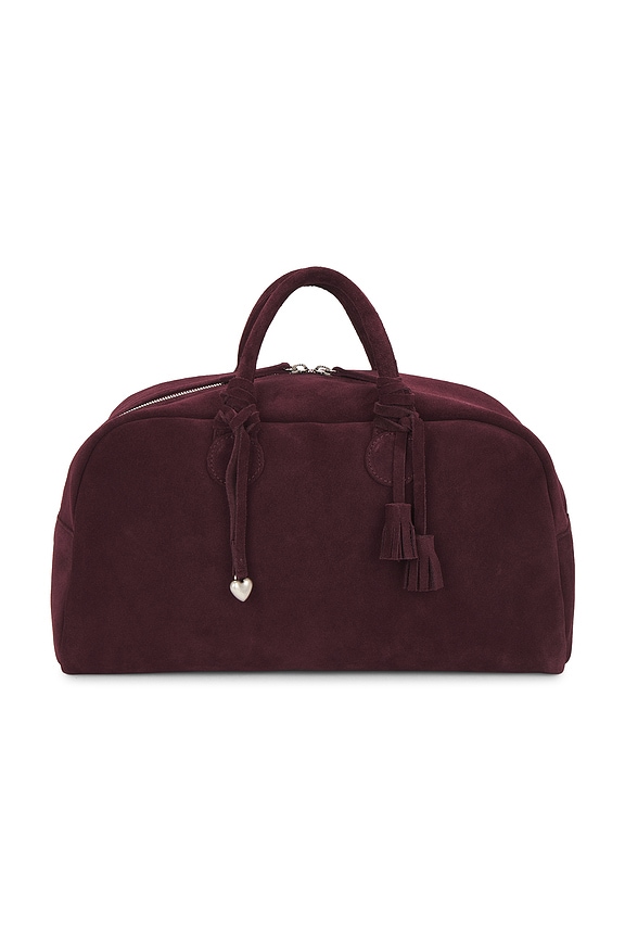view 1 of 4 Large Soft Bowling Bag in Wine Suede