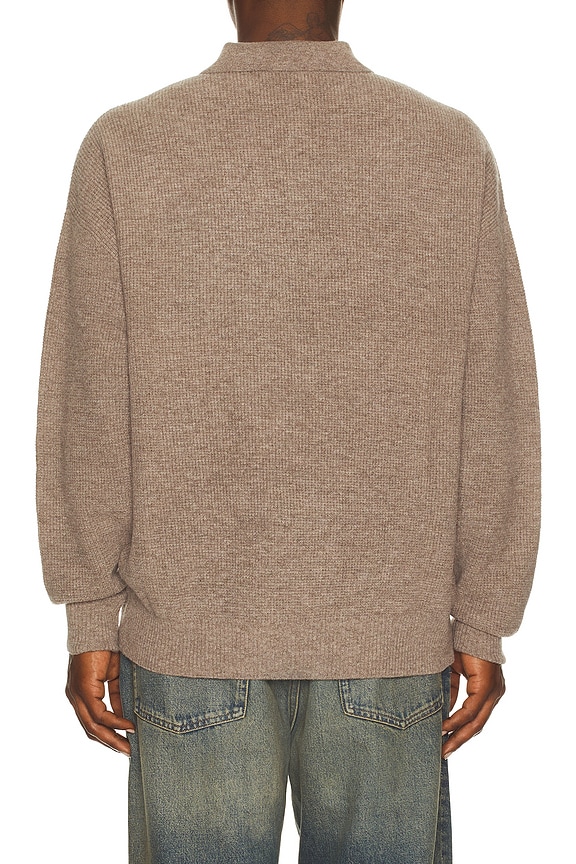 view 2 of 5 Gauge Waffle Knit Polo in Taupe