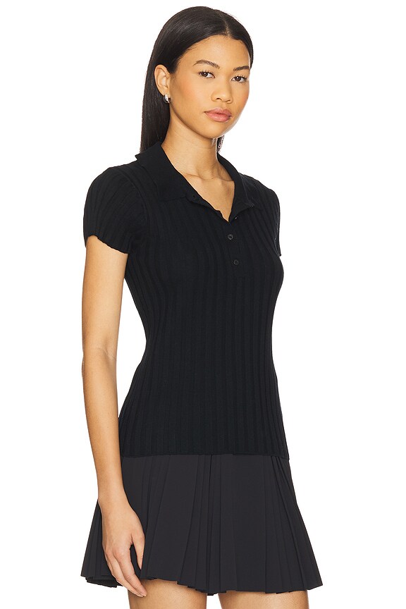 view 2 of 4 Elea Rib Knit Polo Top in Black