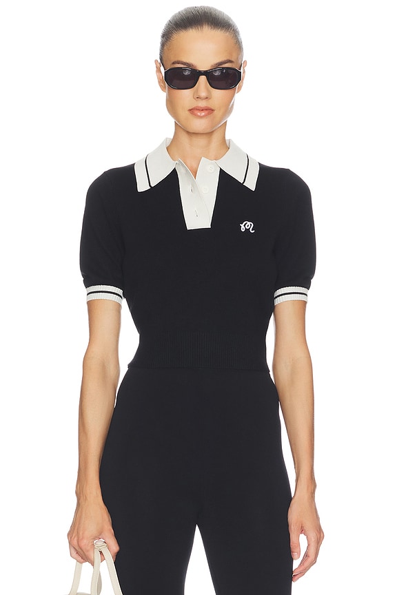 view 1 of 4 Mikayla Knit Polo Top in Black