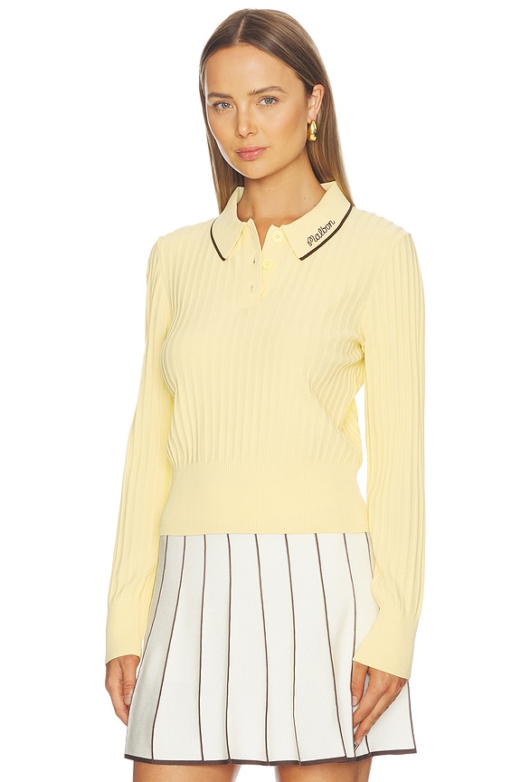 view 2 of 5 Selma Polo Top in Light Yellow