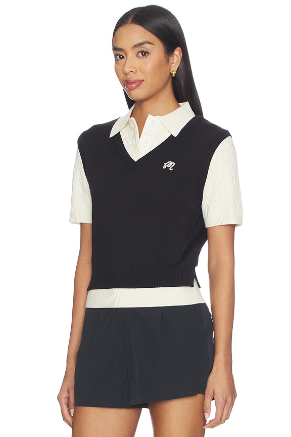 view 2 of 5 Veronica Polo Top in Black Onyx & Cream