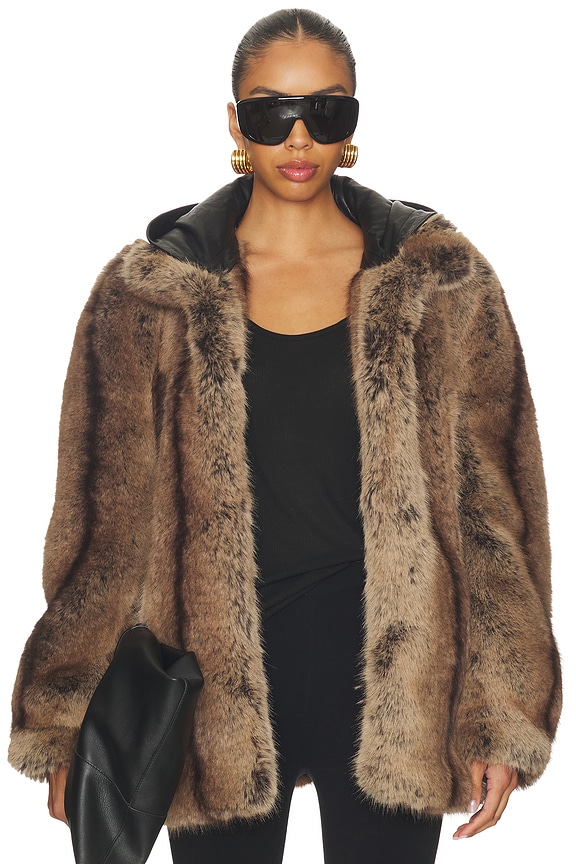 view 2 of 5 Penny Faux Fur Coat in Tobacco