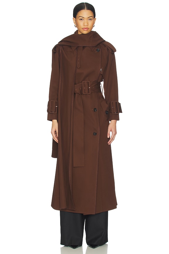 view 2 of 5 ABRIGO TRENCA HOODED SCARF in Chocolate