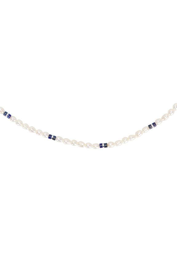view 2 of 3 Cash Lapis Pearl Necklace in Blue & White