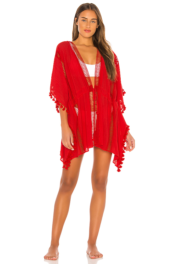 view 2 of 4 Tassels For All Ruana Cover Up in Geranium