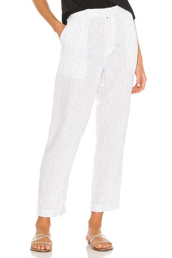 Michael Stars Flynn Single Pleat Trouser in White & Black Stripe | REVOLVE