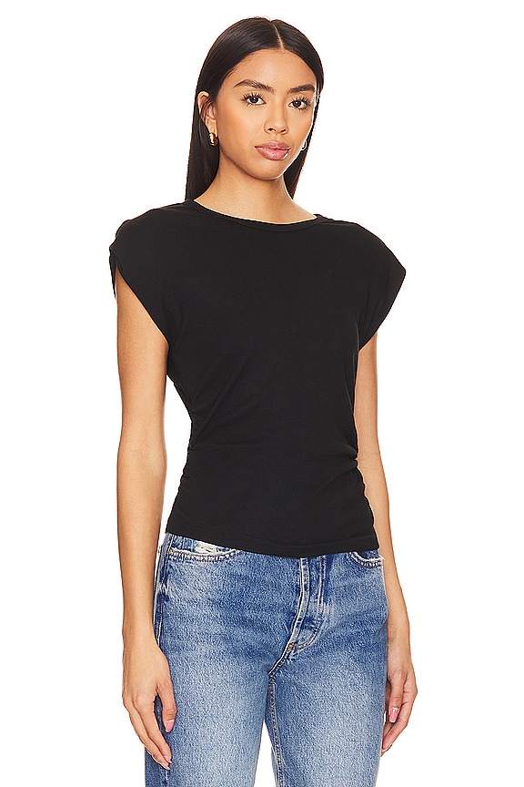 view 2 of 4 Joni Crew Neck Power Shoulder Top in Black