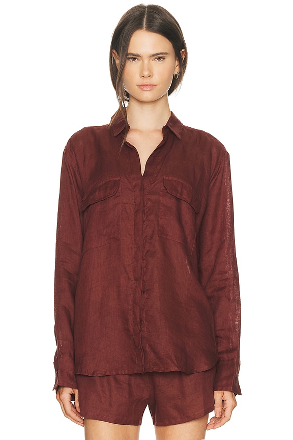 view 2 of 5 Mentawai Button Up Long Sleeve Shirt in Anemone