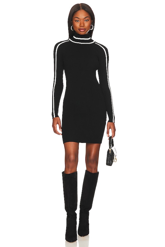 MILLY Racer Stripe Mini Dress in Black & Ecru | REVOLVE