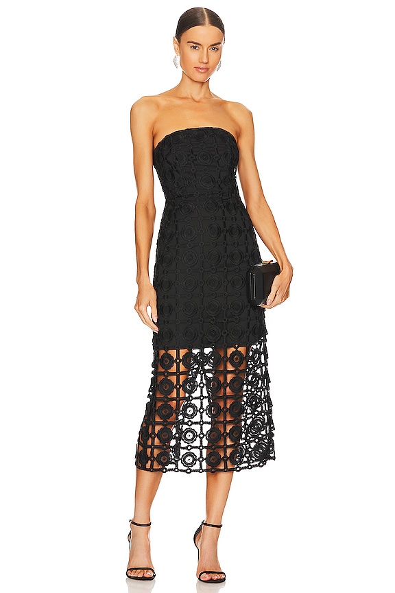 MILLY Kait Tile Lace Dress in Black | REVOLVE