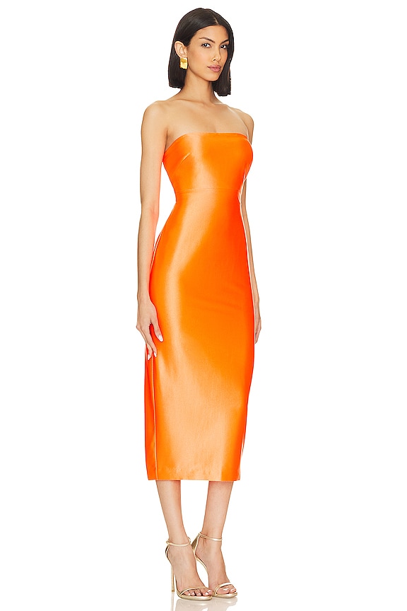 view 2 of 3 ROBE BUSTIER EN SATIN OPAL in Neon Orange