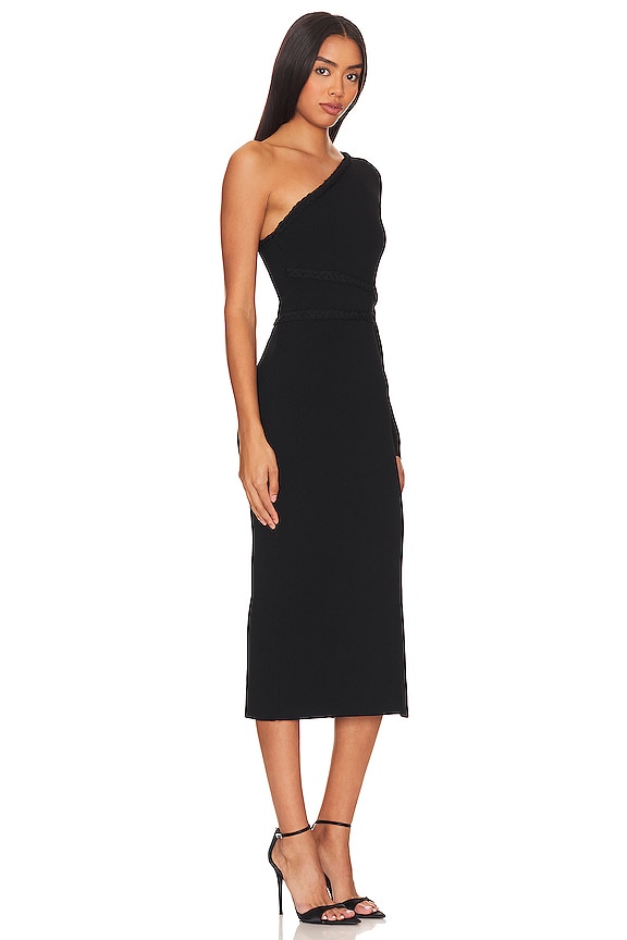 view 2 of 4 One Shoulder Braided Midi Dress in Black