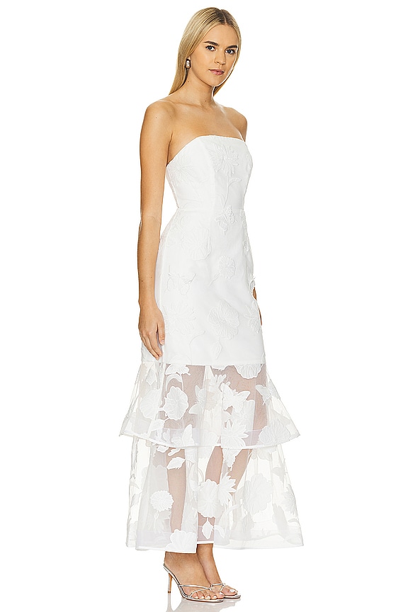 view 2 of 4 3D Butterfly Embroidery Strapless Dress in White
