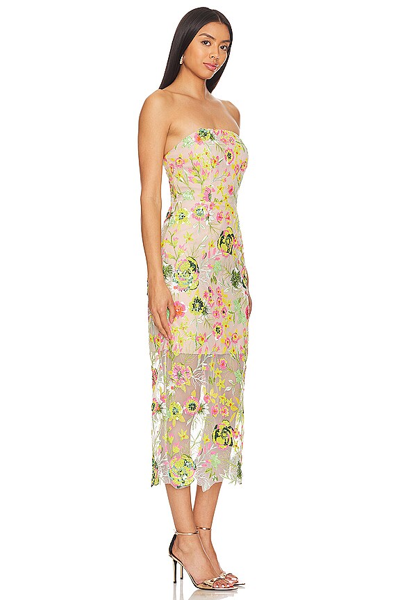 view 2 of 4 ROBE MI-LONGUE KAIT BOTANICAL PETALS in Green Multi