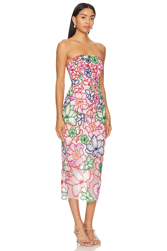 view 2 of 4 Cascading Floral Embroidered Dress in Multi