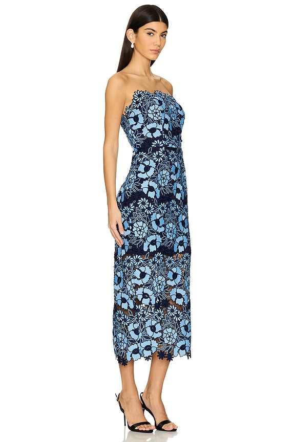 view 2 of 3 Kait Two Tone Floral Lace Dress in Blue & Navy