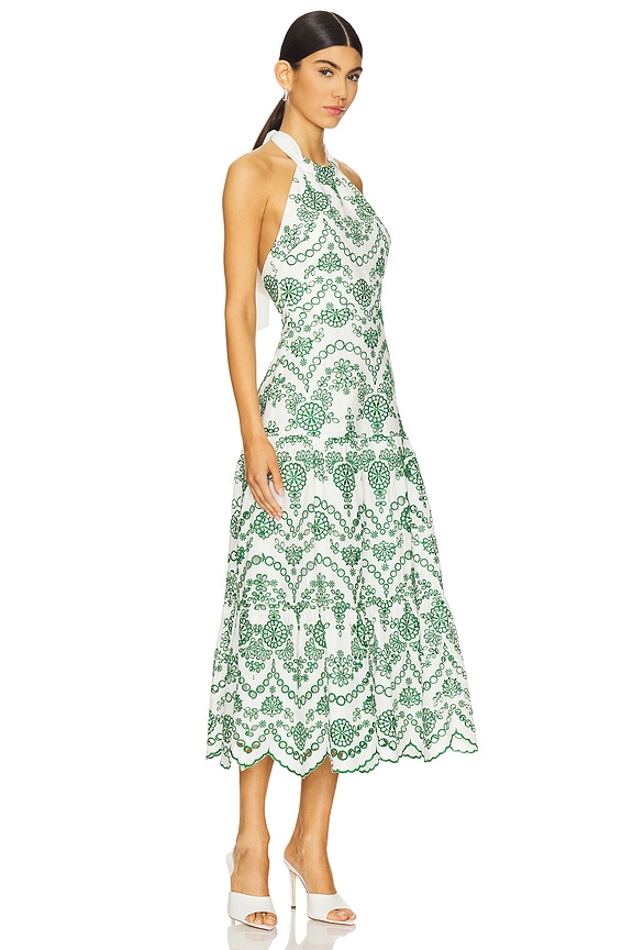 view 2 of 3 Hayden Scallop Eyelet Dress in White & Green