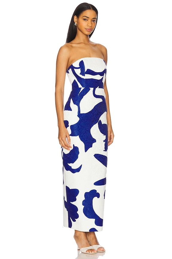 view 2 of 4 Orion Camellia Floral Jacquard Dress in Blue Mult