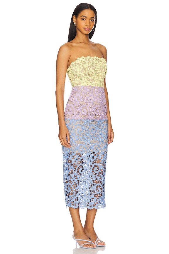 view 2 of 4 KAIT TROIS ミディ丈ドレス in Lavender, Blue & Yellow