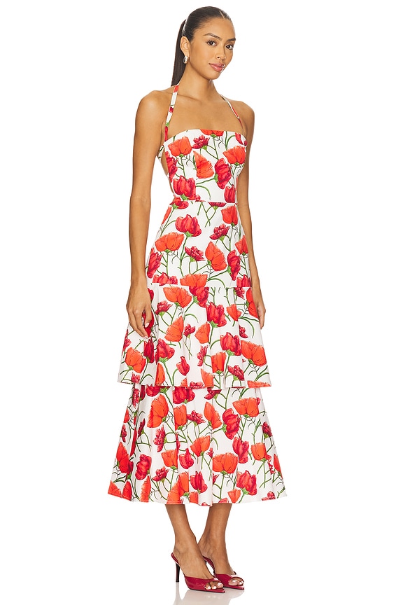 view 2 of 3 Red Peonia Poplin Dress in Red Multi