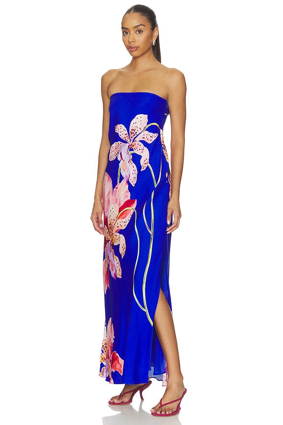 view 2 of 3 Vera Satin Floral Maxi Dress in Blue Multi