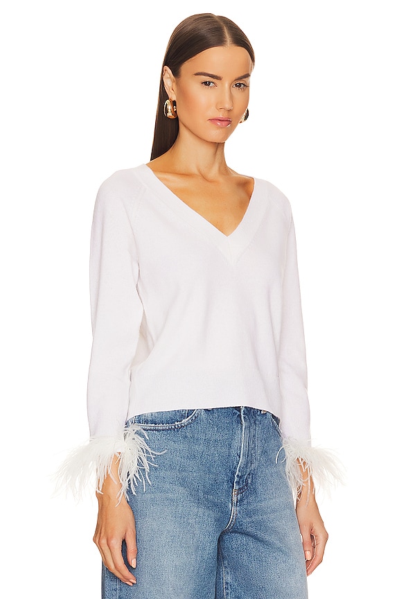 view 2 of 4 Feather Cuff V Neck Sweater in Ecru